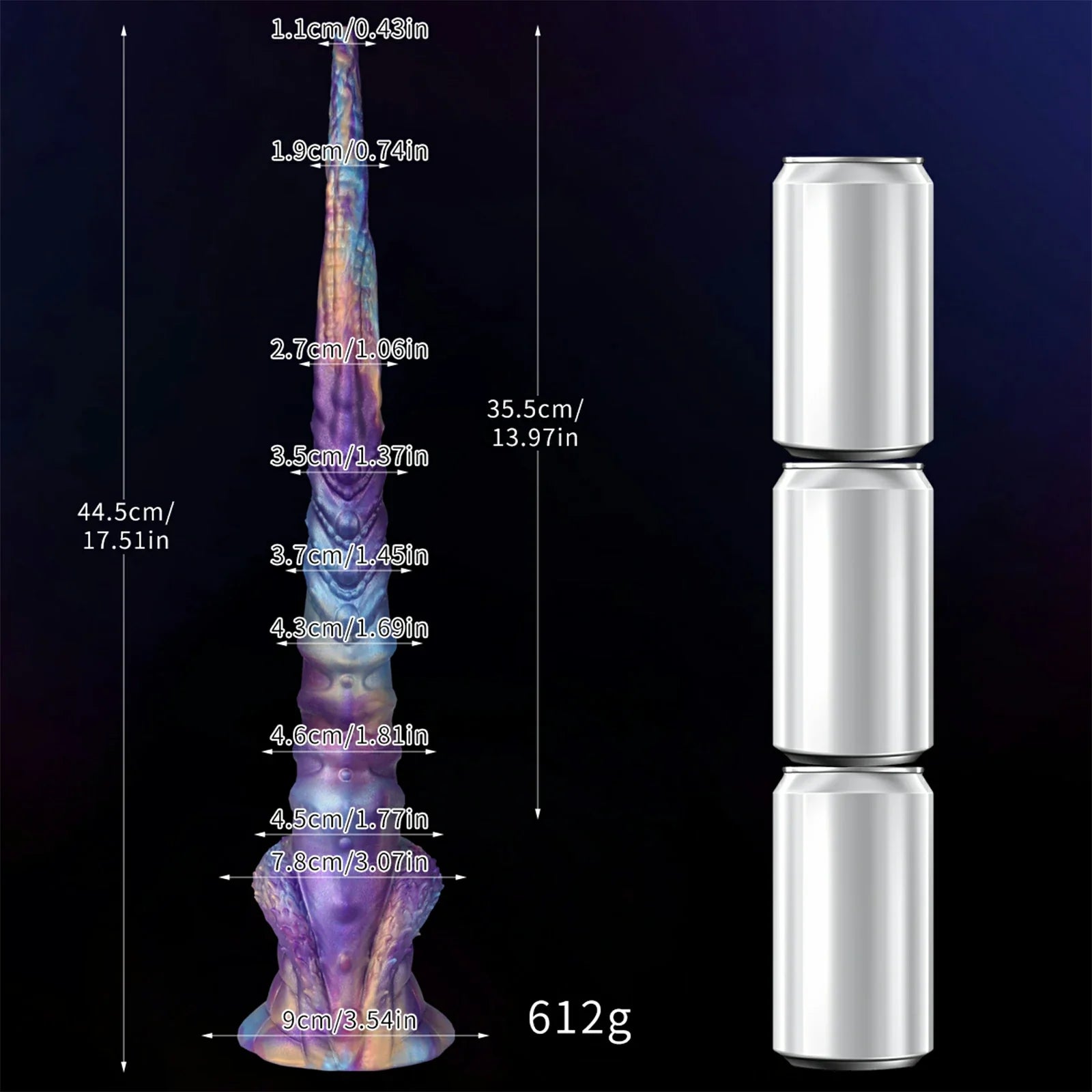 17.5 Inch Fantasy Tentacle Dildo with Ocean Swirl Texture & Suction Cup Base