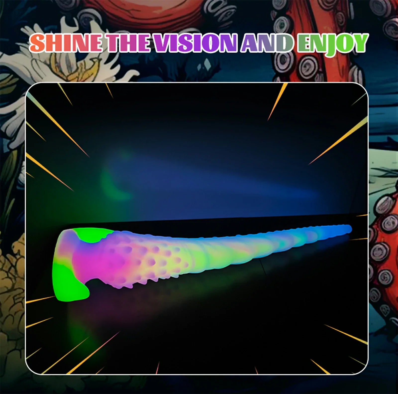 17.5 Inch Glow-in-the-Dark Fantasy Tentacle Dildo – Spiked Texture for Anal & Vaginal Play