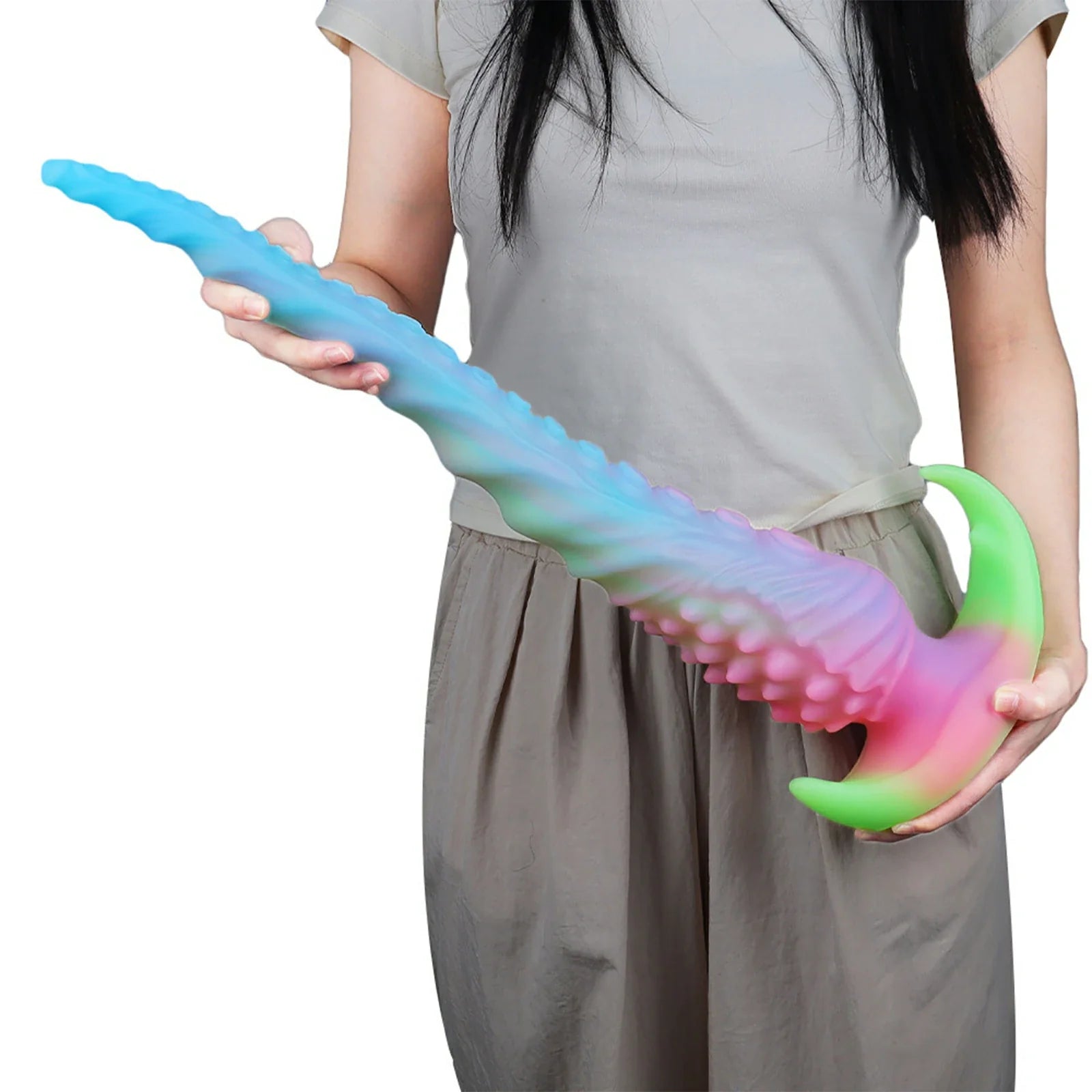 17.5 Inch Glow-in-the-Dark Fantasy Tentacle Dildo – Spiked Texture for Anal & Vaginal Play