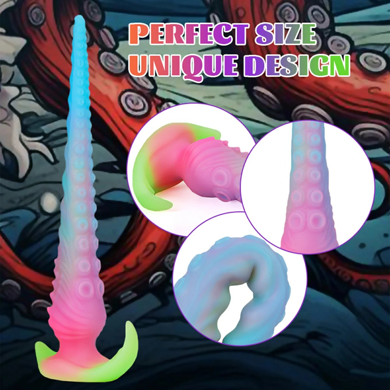 17.5 Inch Glow-in-the-Dark Fantasy Tentacle Dildo – Spiked Texture for Anal & Vaginal Play