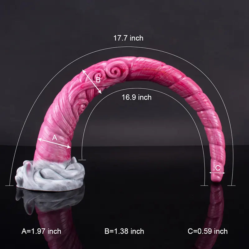 17.7-Inch Lifelike Silicone Monster Dildo with Spiral-Textured Shaft