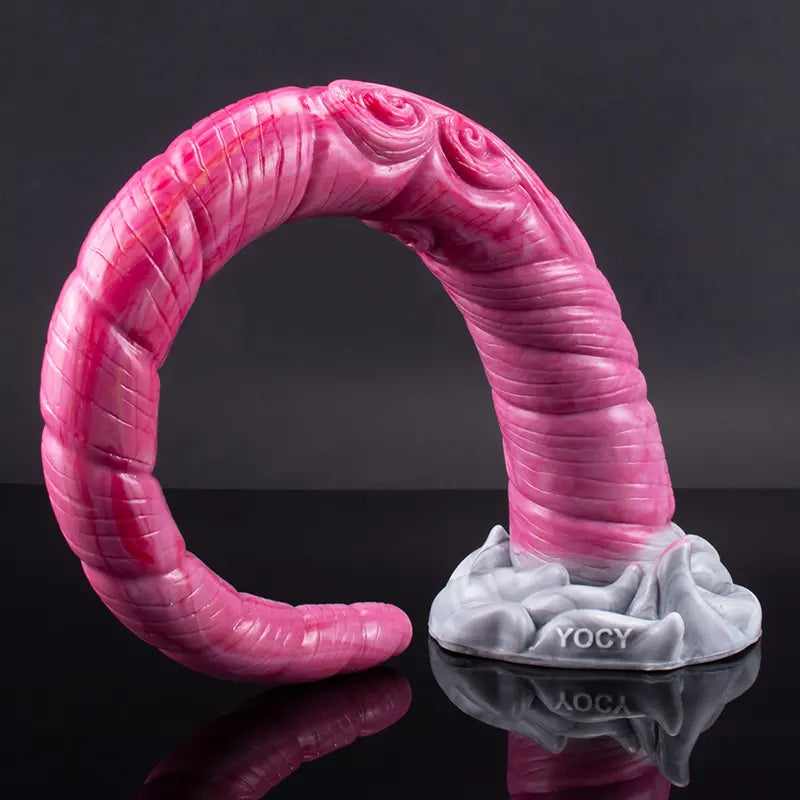 17.7-Inch Lifelike Silicone Monster Dildo with Spiral-Textured Shaft