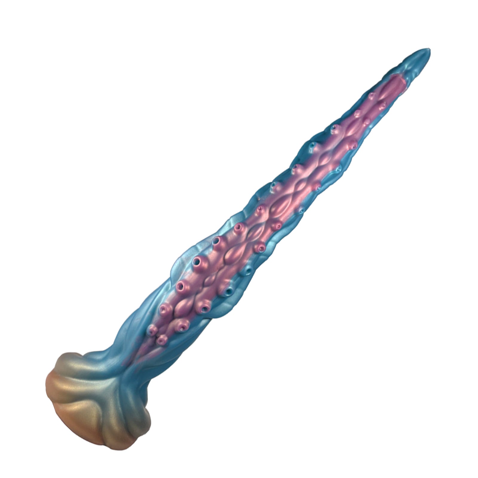 19.68 Inch Lovecraftian Octopus Tentacle Dildo with Blue-Gold Veins & Suction Cup Base