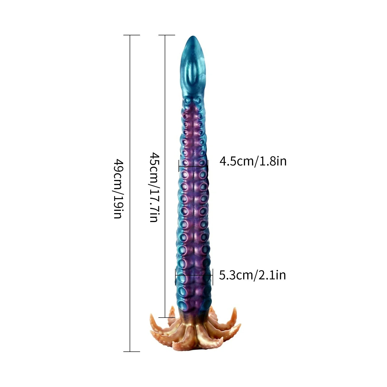 19 Inch Curved Tentacle Dildo with Textured Suckers & Clawed Suction Cup Base