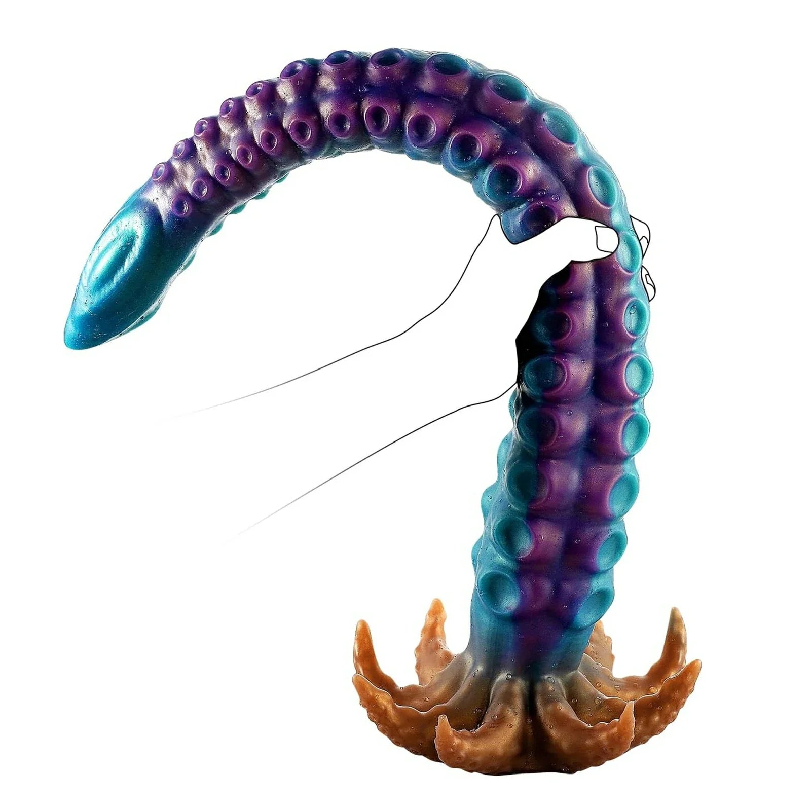 19 Inch Curved Tentacle Dildo with Textured Suckers & Clawed Suction Cup Base
