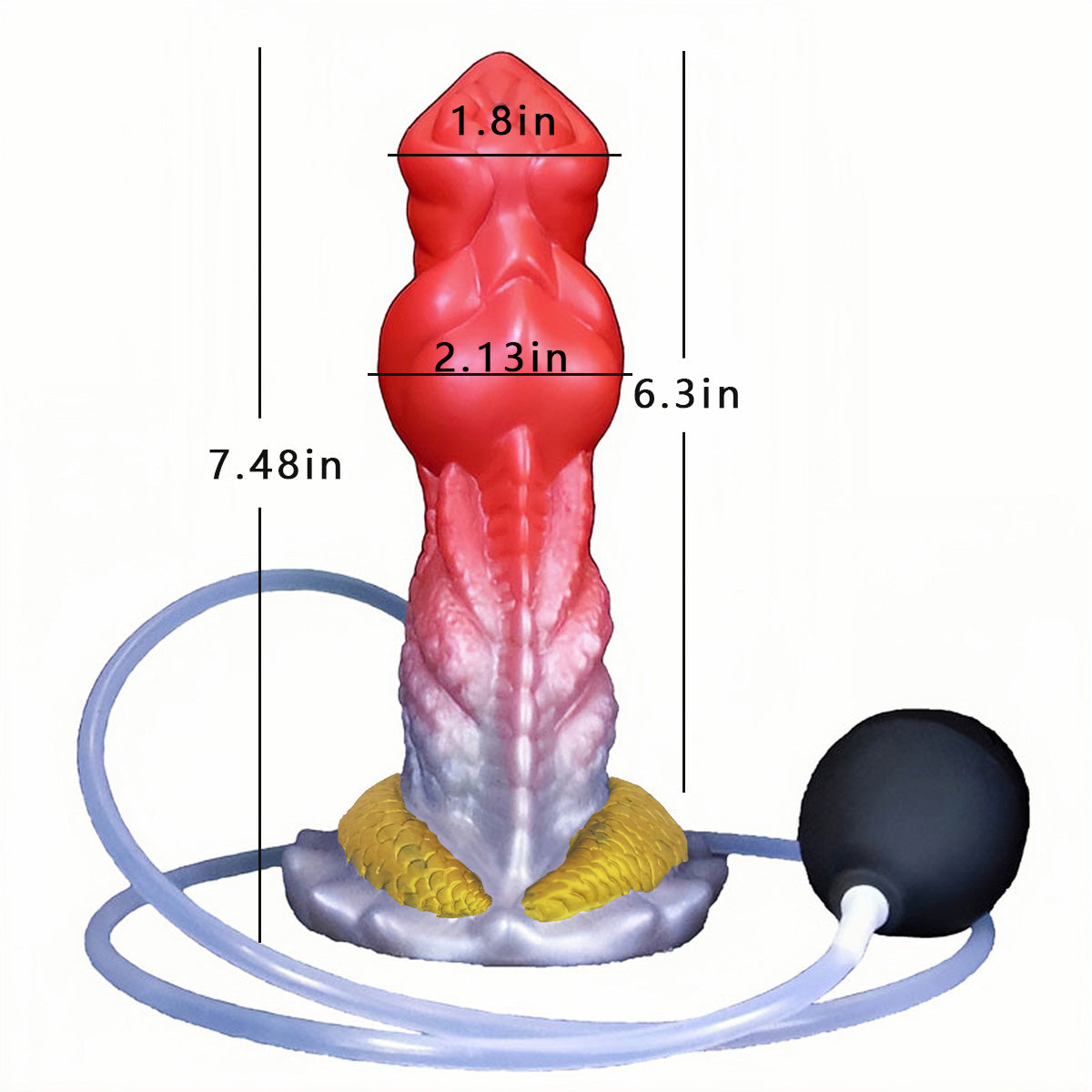7.4 Inch silver-red Silicone Ejaculating Dildo with Realistic Texture