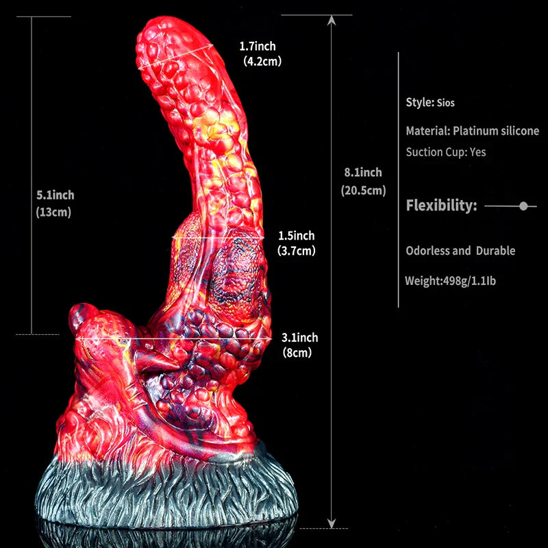 8.1 Inch Realistic Silicone Dragon Dildo with Large Suction Cup Base