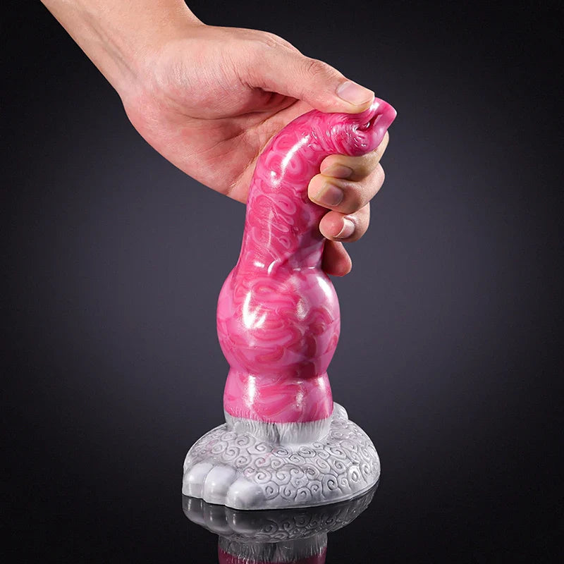 8.27 Inch Lifelike Pink Silicone Dog Dildo – Fantasy-Inspired Design