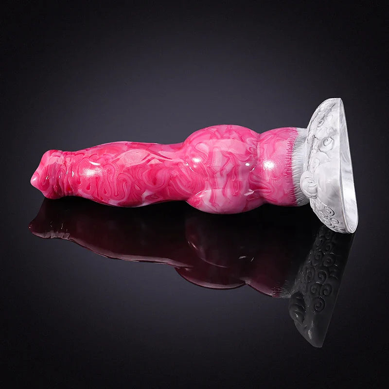 8.27 Inch Lifelike Pink Silicone Dog Dildo – Fantasy-Inspired Design