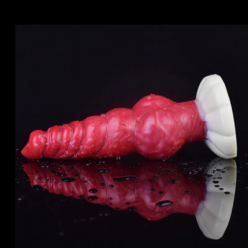 9.05 Inch Multi-Knot Silicone Dog Dildo with Pointed Glans – Fantasy Adult Toy