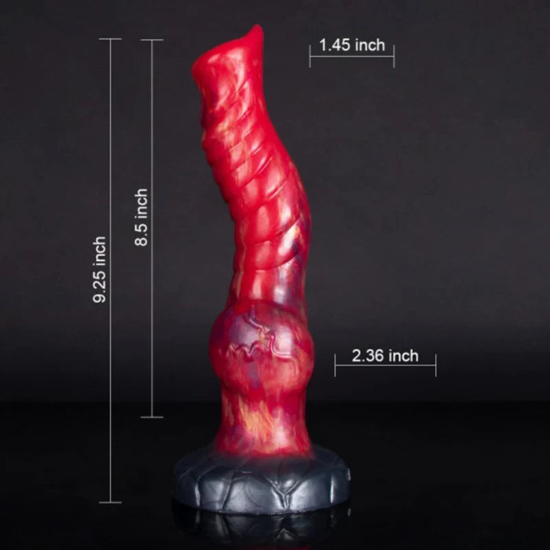 9.25 Inch Mixed-Color Silicone Wolf Knot Dildo with Fantasy-Inspired Design