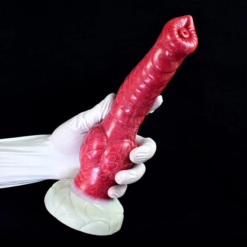 9.25 Inch Mixed-Color Silicone Wolf Knot Dildo with Fantasy-Inspired Design