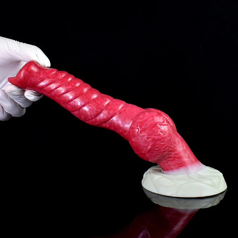 9.25 Inch Mixed-Color Silicone Wolf Knot Dildo with Fantasy-Inspired Design