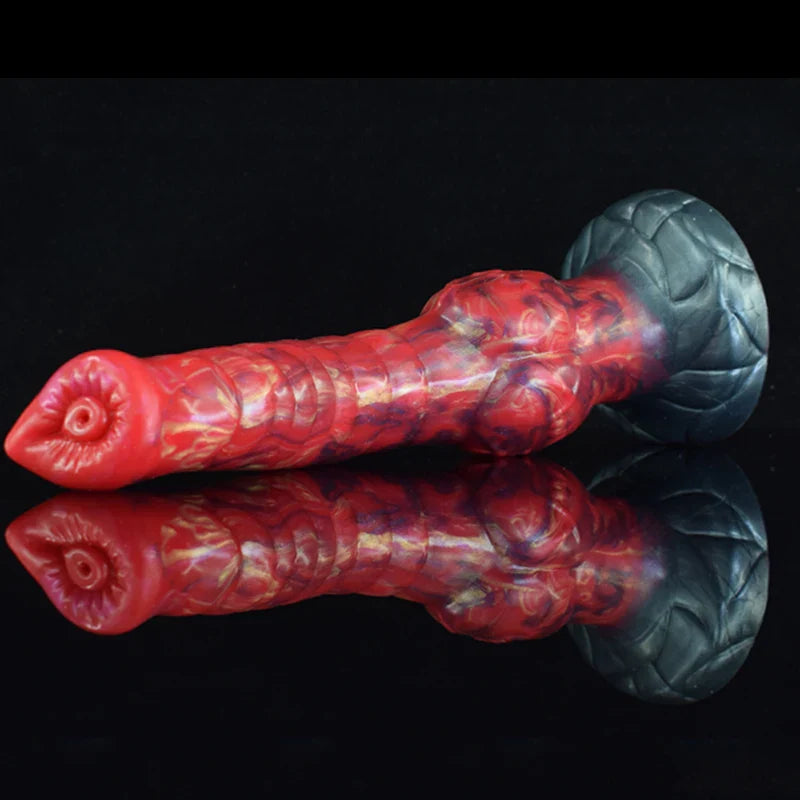 9.25 Inch Mixed-Color Silicone Wolf Knot Dildo with Fantasy-Inspired Design