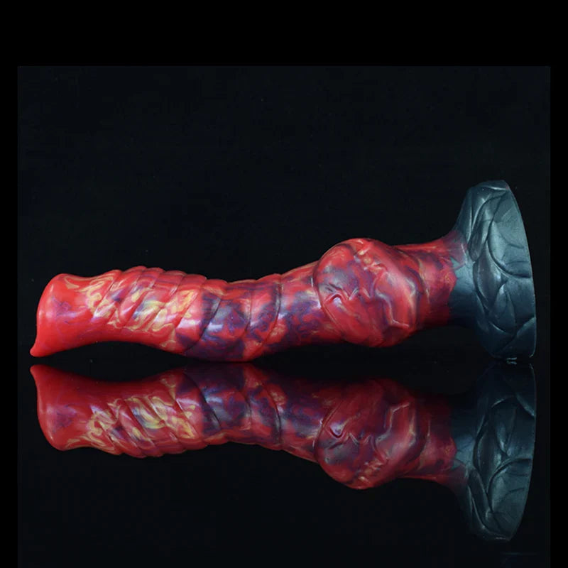 9.25 Inch Mixed-Color Silicone Wolf Knot Dildo with Fantasy-Inspired Design
