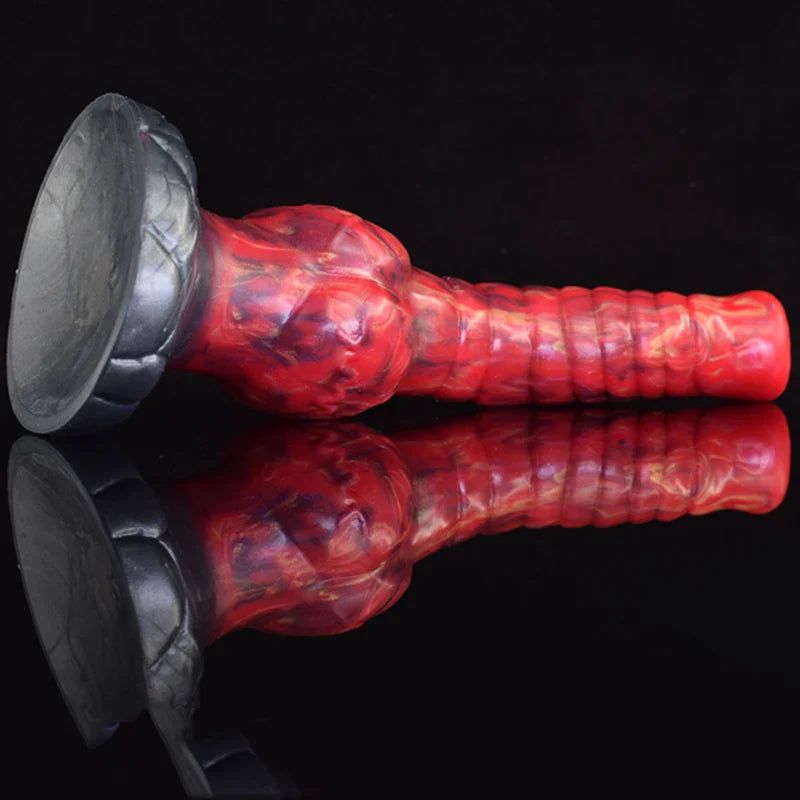 9.25 Inch Mixed-Color Silicone Wolf Knot Dildo with Fantasy-Inspired Design