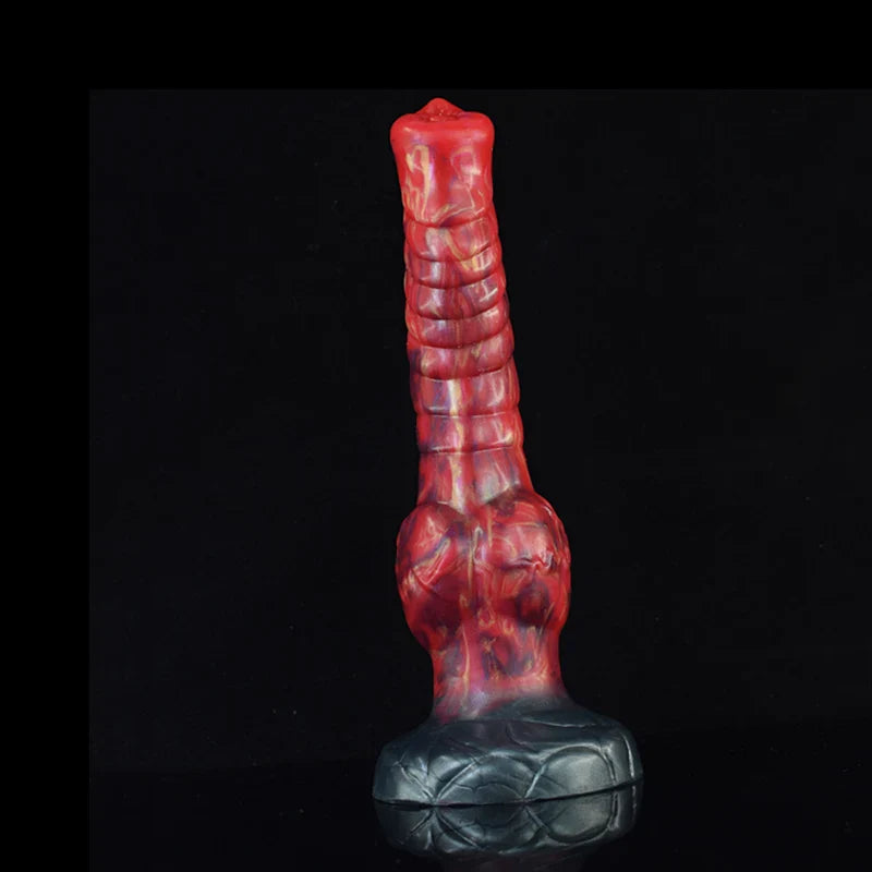 9.25 Inch Mixed-Color Silicone Wolf Knot Dildo with Fantasy-Inspired Design