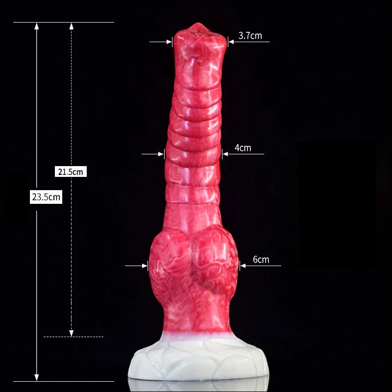 9.25 Inch Mixed-Color Silicone Wolf Knot Dildo with Fantasy-Inspired Design