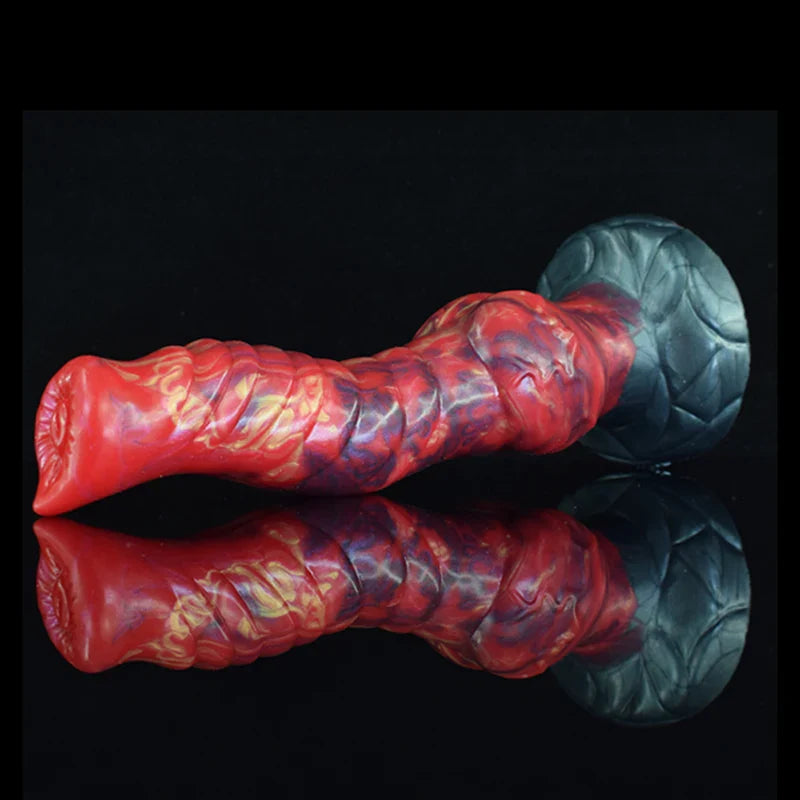 9.25 Inch Mixed-Color Silicone Wolf Knot Dildo with Fantasy-Inspired Design