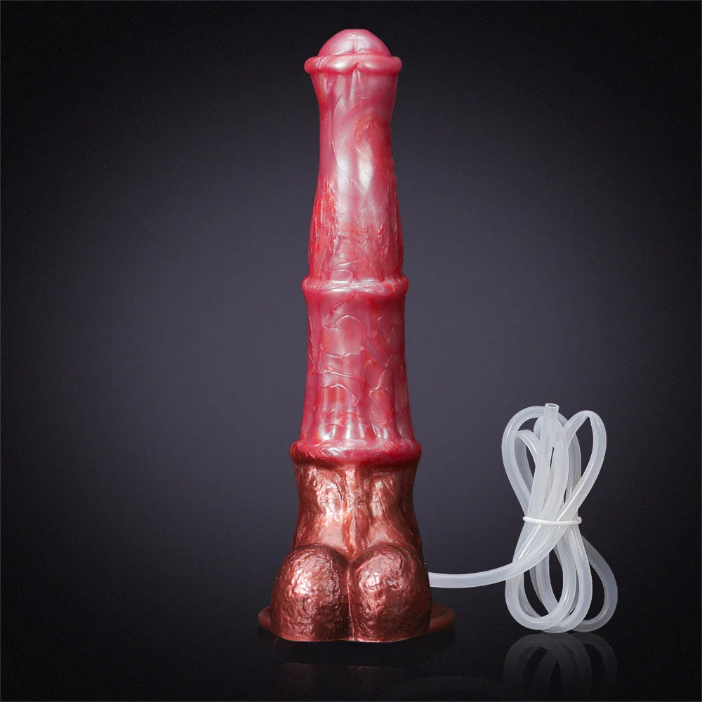 9.65" Realistic Silicone Horse Dildo with Knot Design and Squirting Function