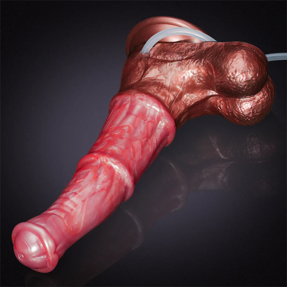 9.65" Realistic Silicone Horse Dildo with Knot Design and Squirting Function