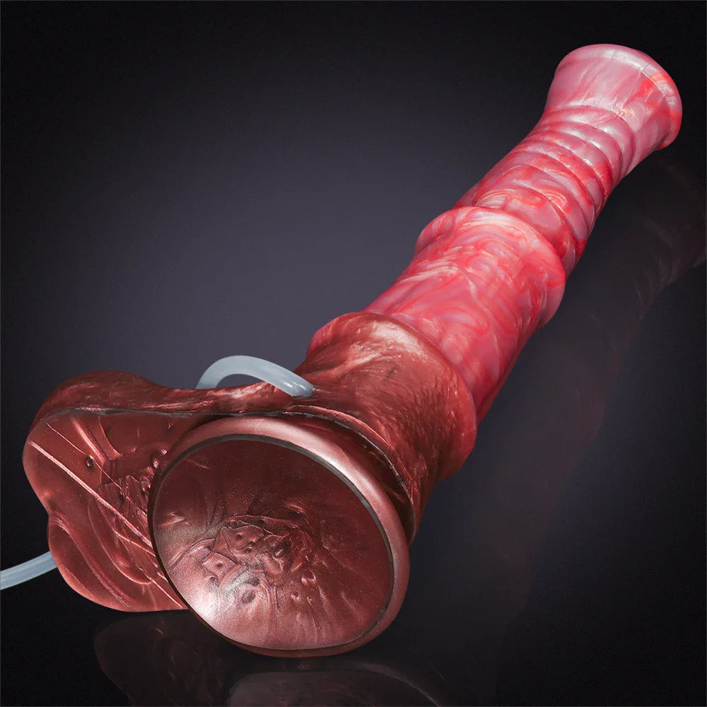 9.65" Realistic Silicone Horse Dildo with Knot Design and Squirting Function
