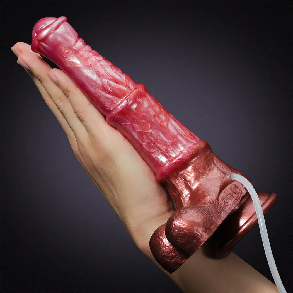 9.65" Realistic Silicone Horse Dildo with Knot Design and Squirting Function