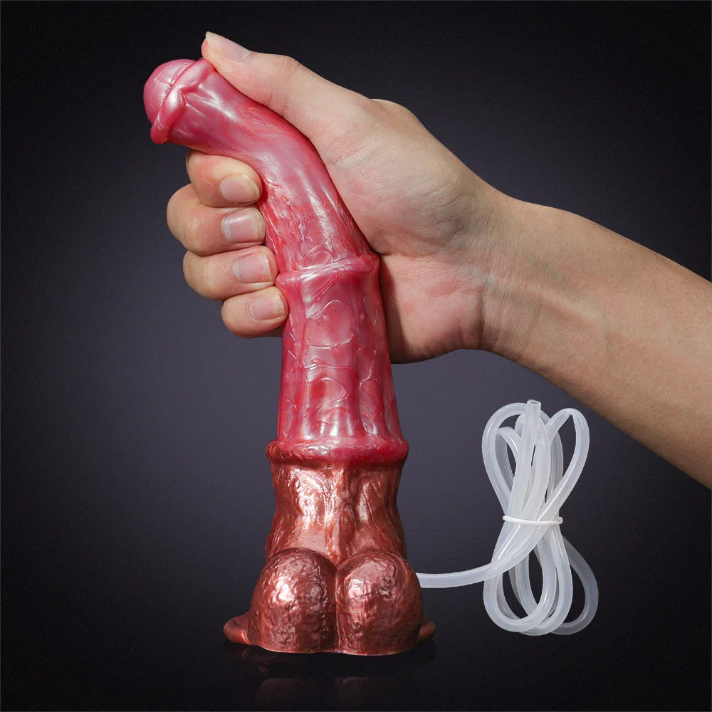 9.65" Realistic Silicone Horse Dildo with Knot Design and Squirting Function