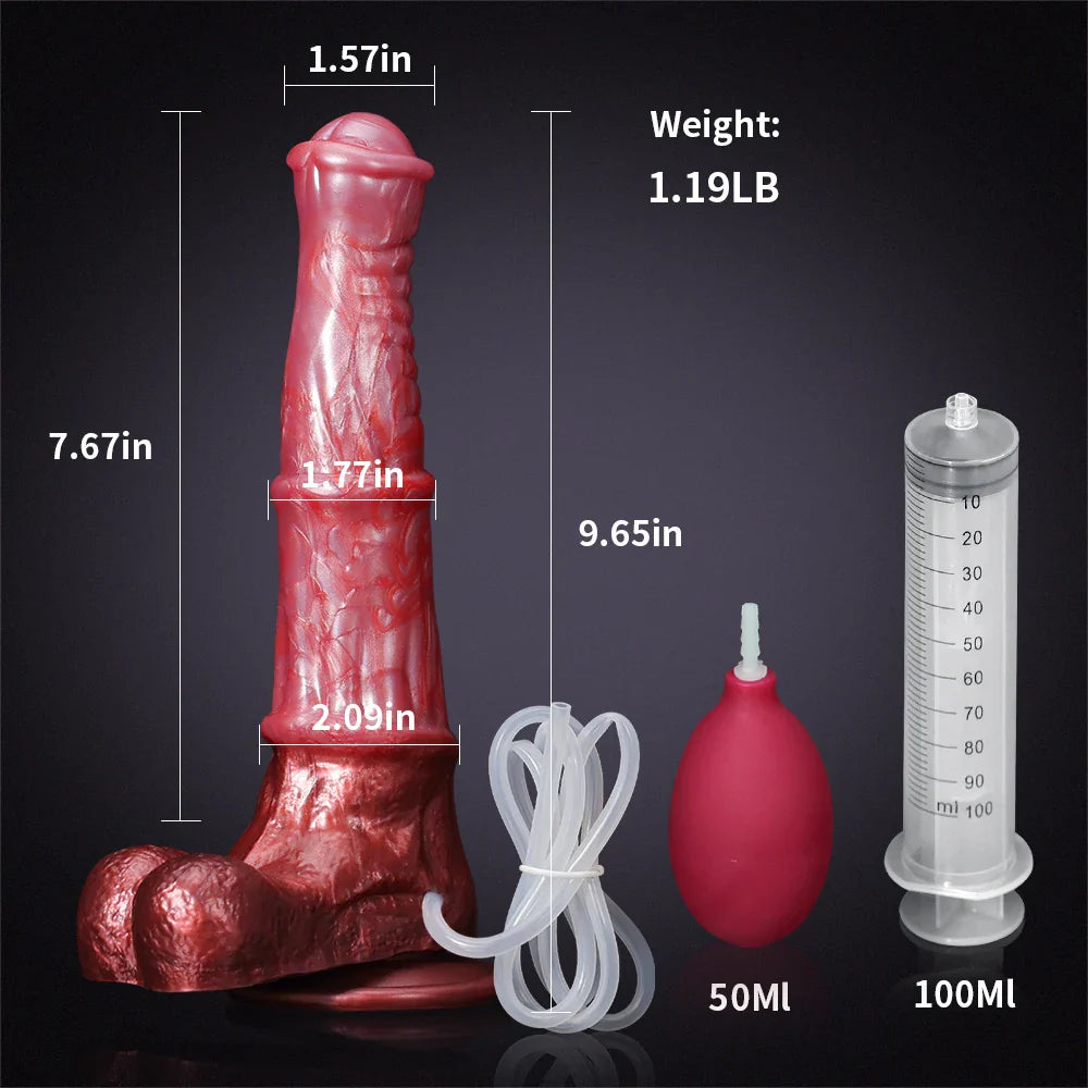 9.65" Realistic Silicone Horse Dildo with Knot Design and Squirting Function