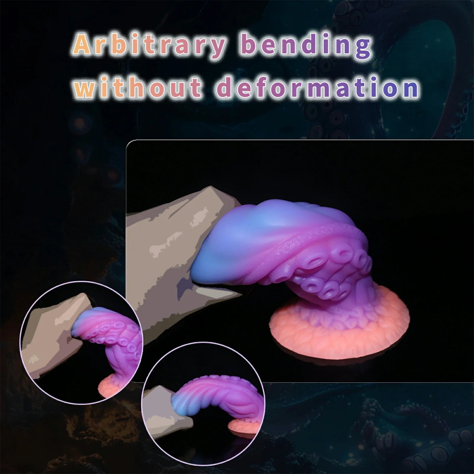 9.8 Inch Glow-in-the-Dark Silicone Tentacle Dildo with Suction Cup Base