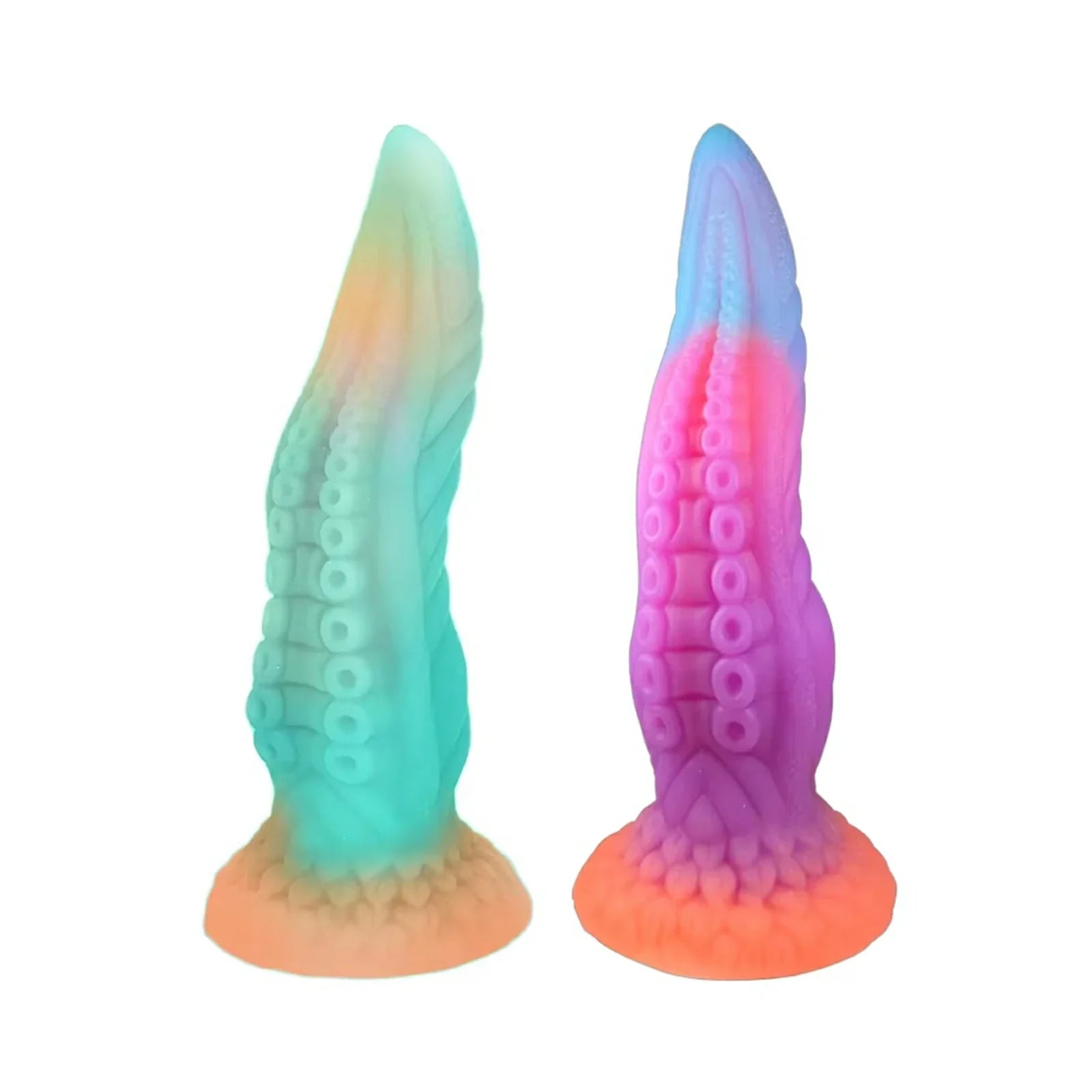 9.8 Inch Glow-in-the-Dark Silicone Tentacle Dildo with Suction Cup Base