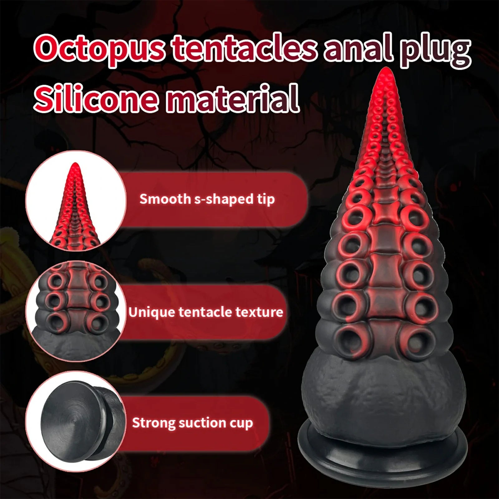 9 Inch Realistic Tentacle Dildo with Smooth Silicone & Suction Cup Base