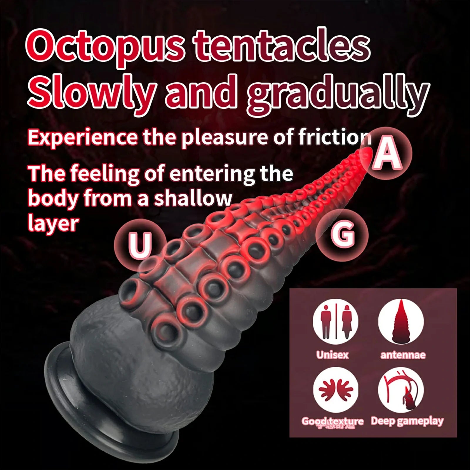 9 Inch Realistic Tentacle Dildo with Smooth Silicone & Suction Cup Base