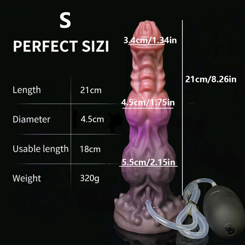 Black and Red Silicone Ejaculating Dildo with Realistic Texture