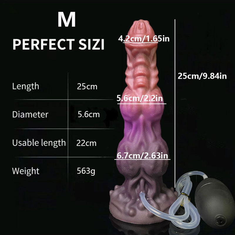 Black and Red Silicone Ejaculating Dildo with Realistic Texture