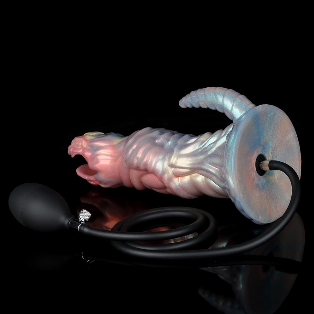 Colorful Dinosaur Inflatable Ovipositor Dildo – Fantasy Roleplay Air Pump Egg-Laying Toy(5 Eggs)