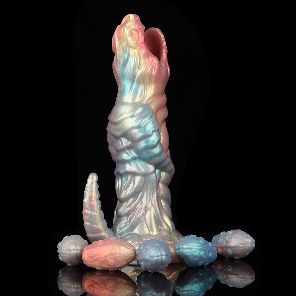 Colorful Dinosaur Inflatable Ovipositor Dildo – Fantasy Roleplay Air Pump Egg-Laying Toy(5 Eggs)