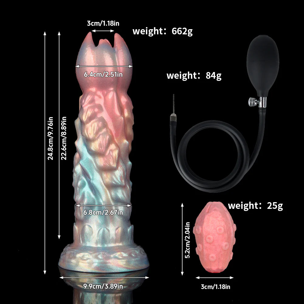 Colorful Inflatable Ovipositor Dildo – Fantasy Roleplay Air Pump Egg-Laying Toy（4 Eggs）
