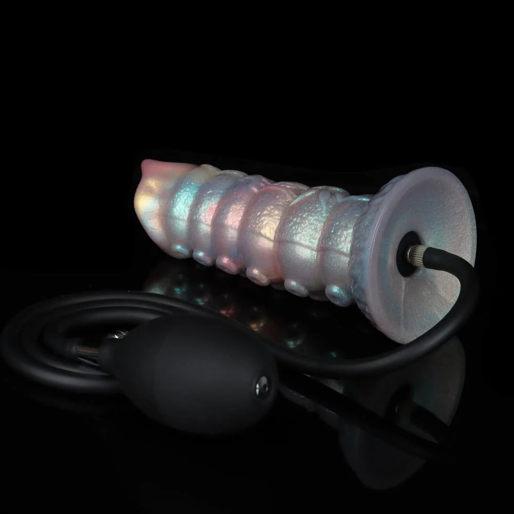 Dennis Colorful Inflatable Ovipositor Dildo – Fantasy Roleplay Air Pump Egg-Laying Toy(3 Eggs）