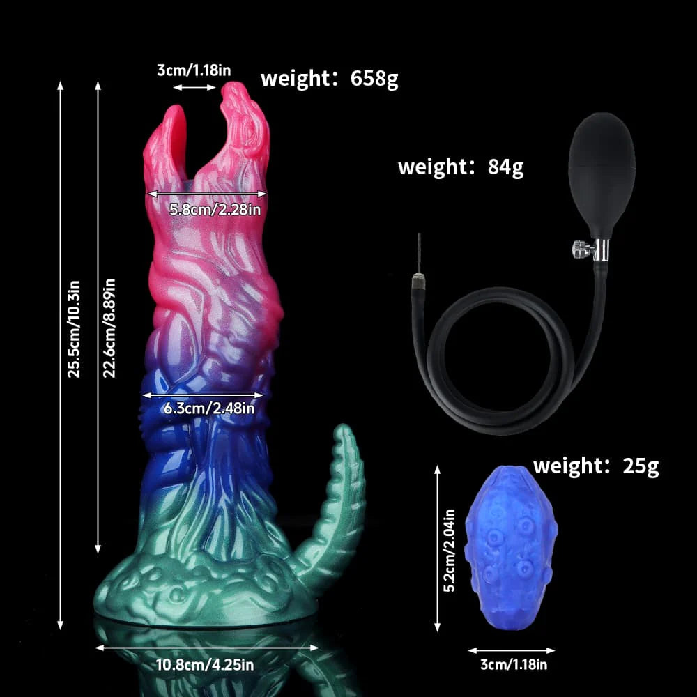 Dinosaur Inflatable Ovipositor Dildo – Fantasy Roleplay Air Pump Egg-Laying Toy(4Eggs）