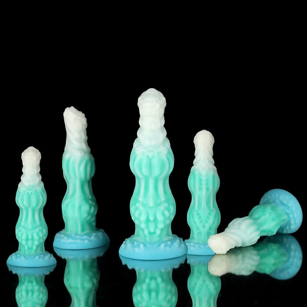 Dog Blue Green Knot Dildo – Fantasy Animal Inspired Sculpted Design