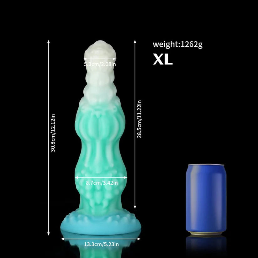 Dog Blue Green Knot Dildo – Fantasy Animal Inspired Sculpted Design