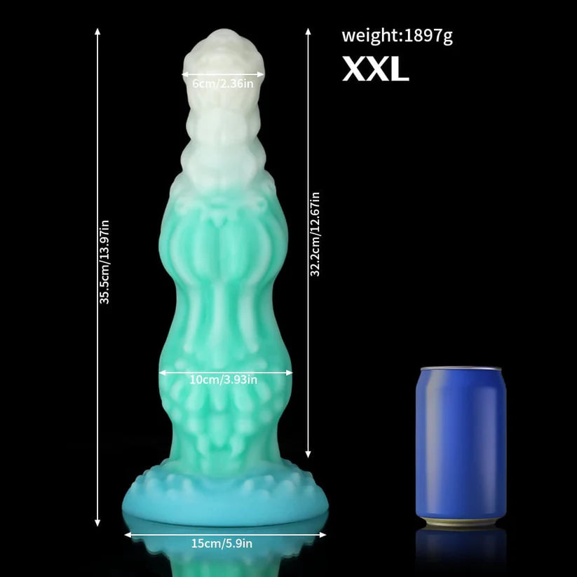 Dog Blue Green Knot Dildo – Fantasy Animal Inspired Sculpted Design