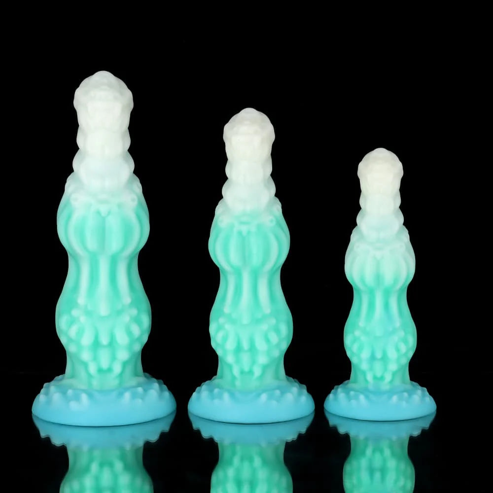 Dog Blue Green Knot Dildo – Fantasy Animal Inspired Sculpted Design