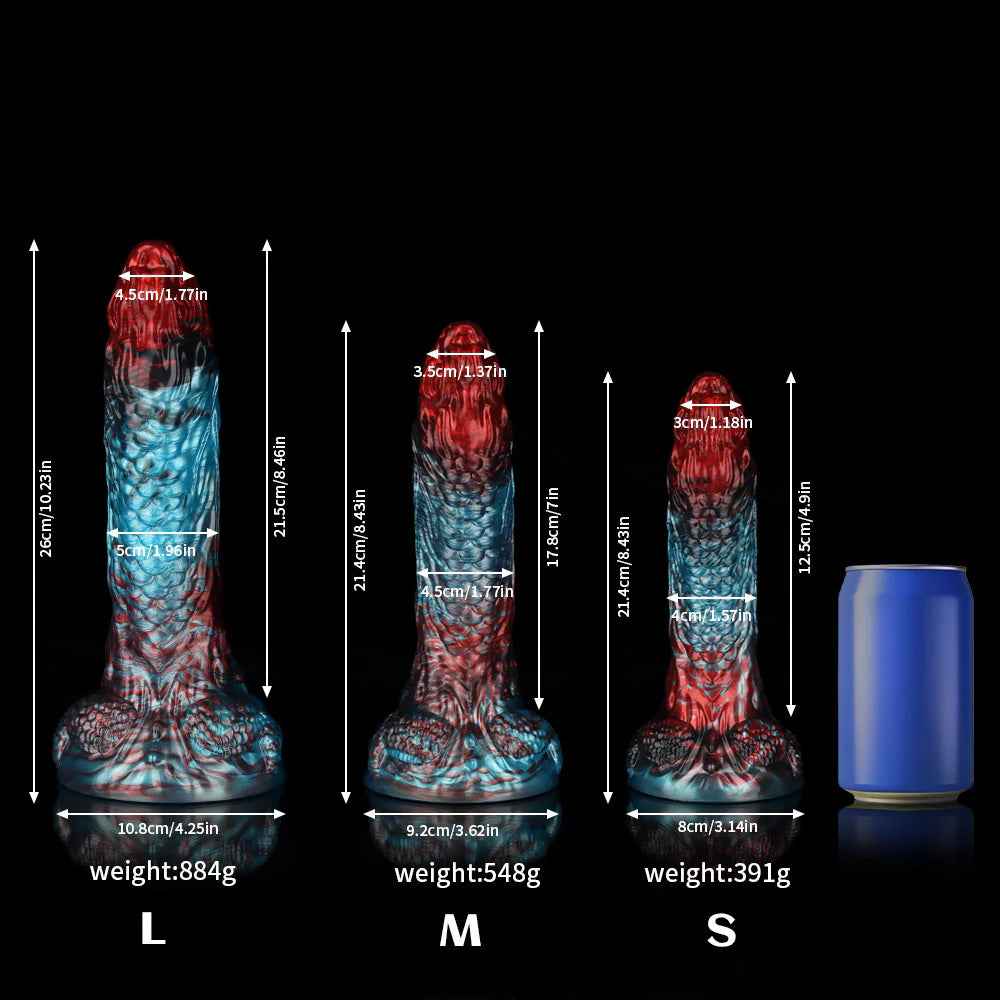Dragon Kiss Gradient Red Blue Fantasy Dildo – Dual Color Silicone Adult Toy