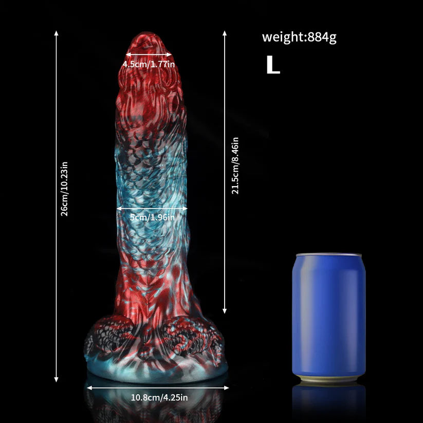Dragon Kiss Gradient Red Blue Fantasy Dildo – Dual Color Silicone Adult Toy