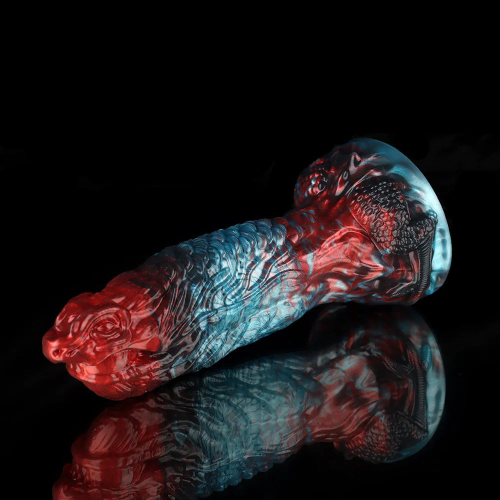 Dragon Kiss Gradient Red Blue Fantasy Dildo – Dual Color Silicone Adult Toy