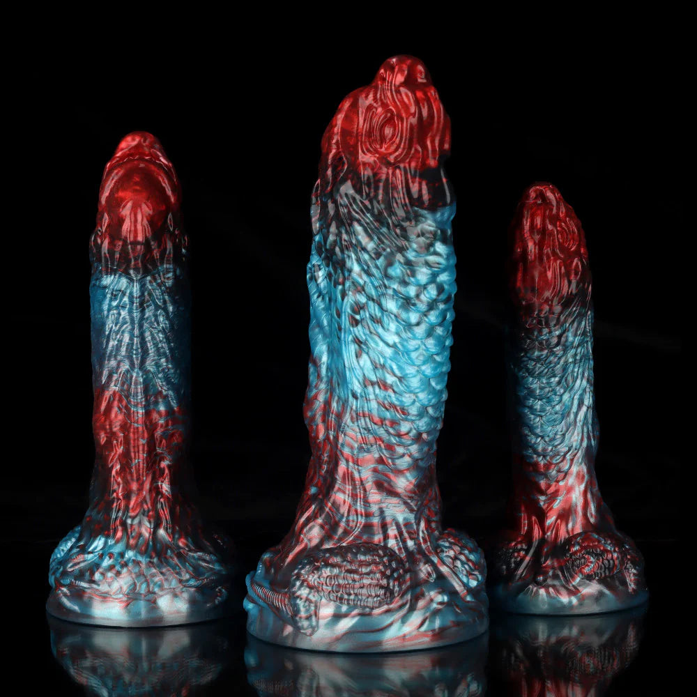 Dragon Kiss Gradient Red Blue Fantasy Dildo – Dual Color Silicone Adult Toy