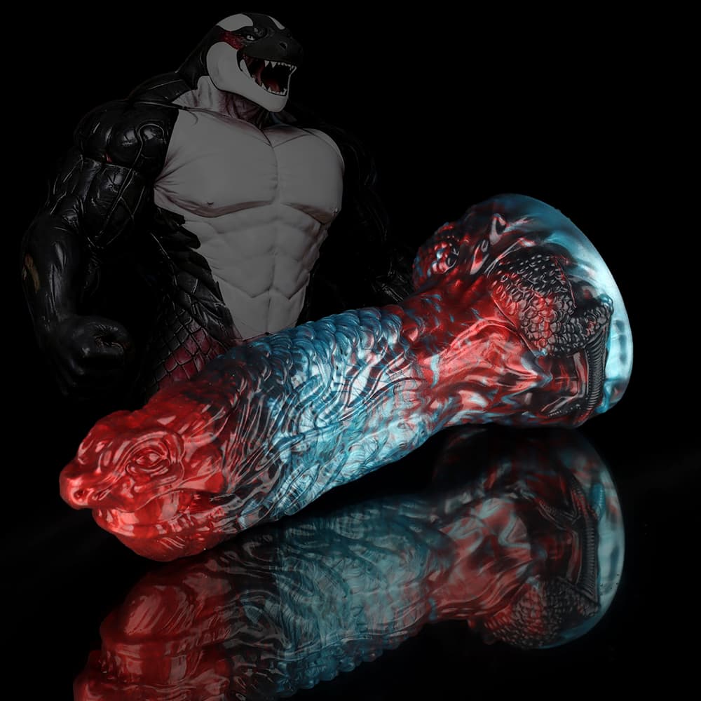 Dragon Kiss Gradient Red Blue Fantasy Dildo – Dual Color Silicone Adult Toy