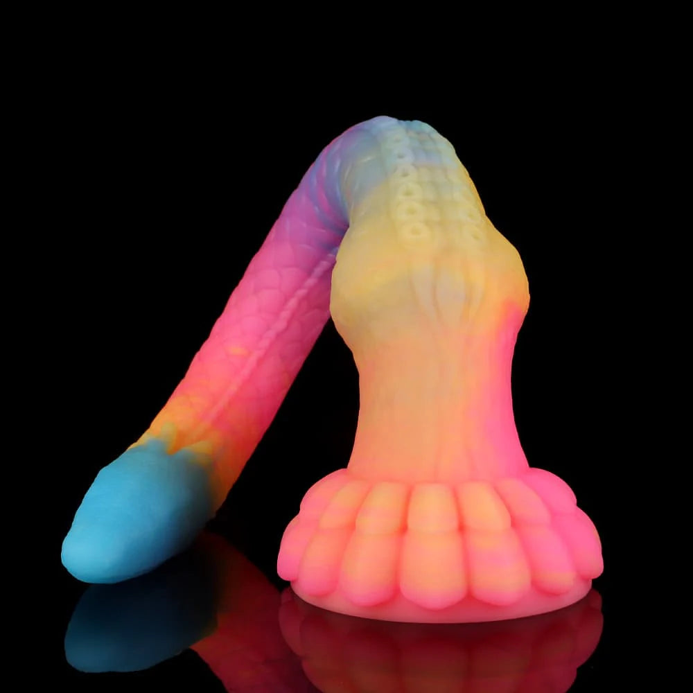 Eel Blue Yellow Purple Luminous Tentacle Dildo – Premium Silicone